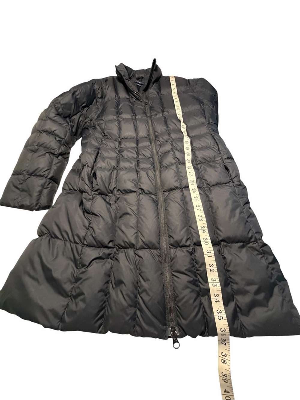 Lands End Goosedown Long Black Quilted Puffer Coat Womens Sz Med - Picture 11 of 14